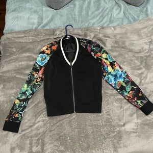 Mural floral bomber jacket